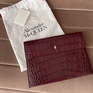 Burgundy Alexander McQueen pouch bag